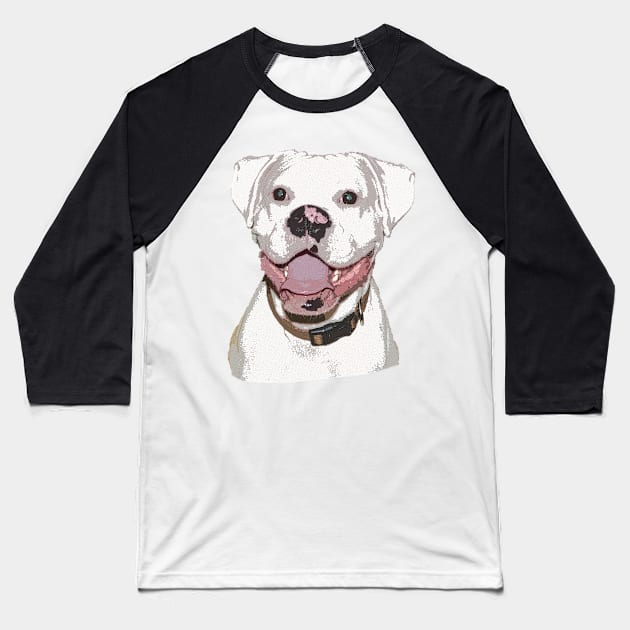 White Boxer Dog Baseball T-Shirt by 3QuartersToday